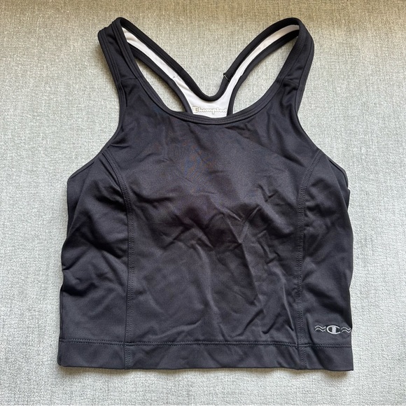 Cropped Sports Bra Tank - Black, Size Small - Picture 1 of 5